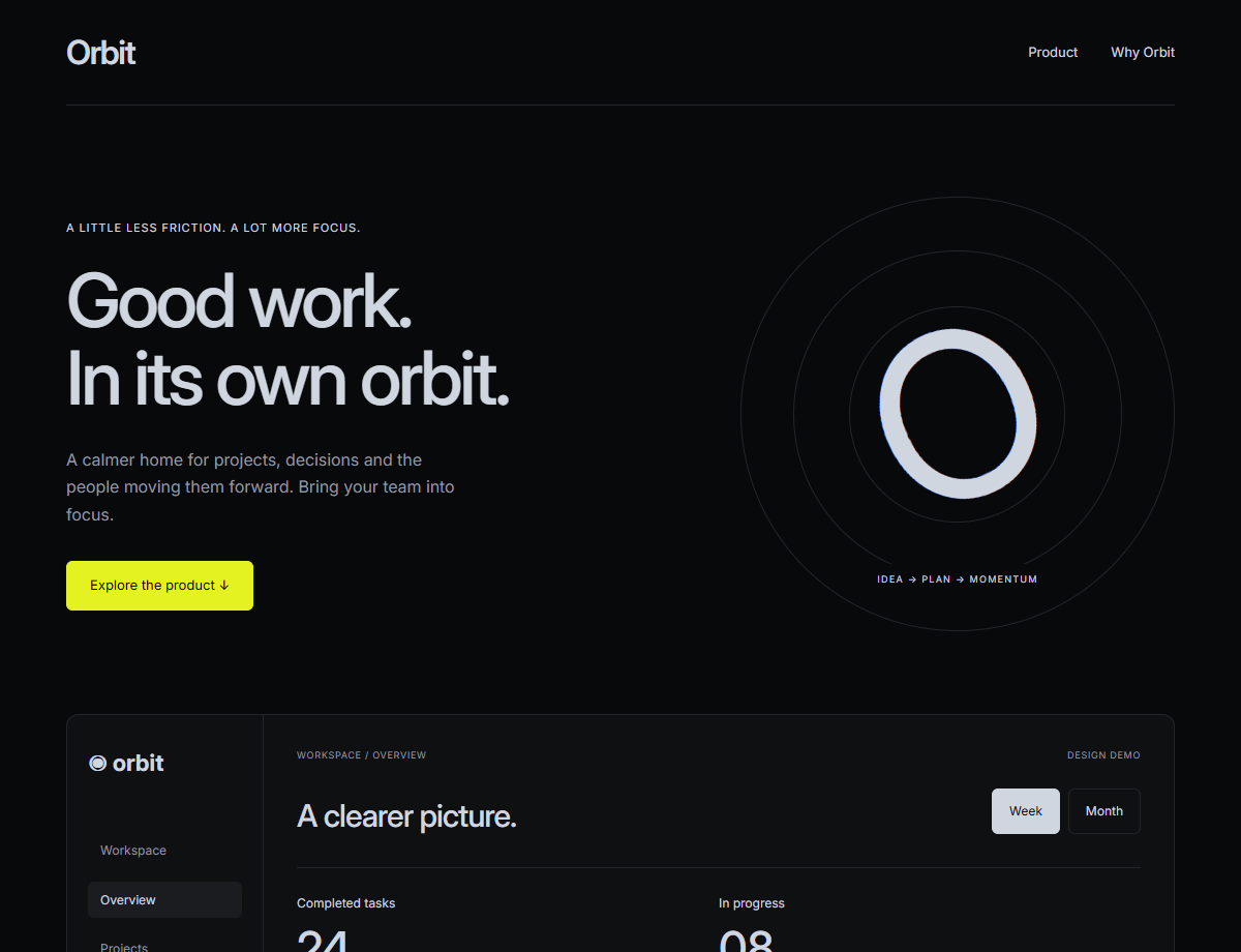 Orbit website design preview