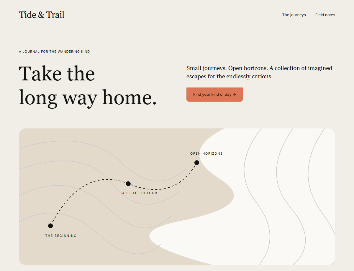Tide & Trail website design preview